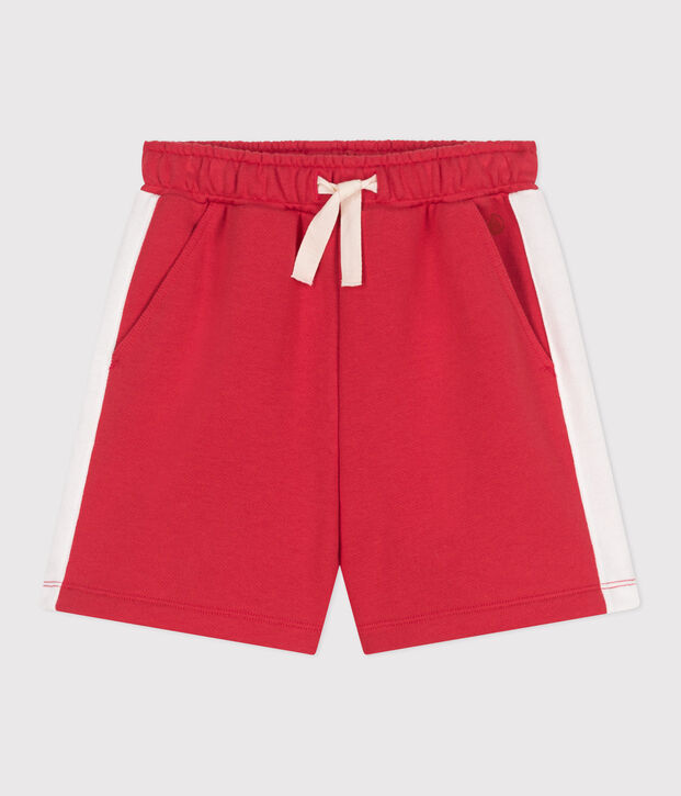 Bermudas cortas infantiles de algod&oacute;n liso rojo