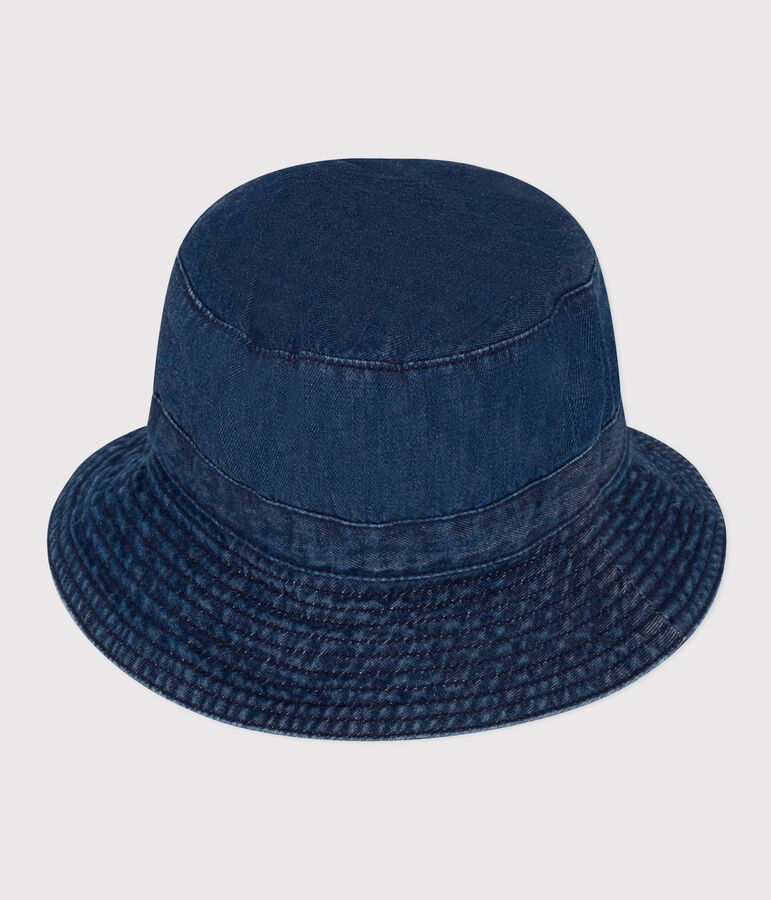Gorro de tejido vaquero de algod&oacute;n org&aacute;nico para beb&eacute; azul