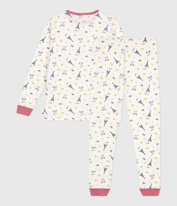 Pijama infantil de algod&oacute;n con estampado de Par&iacute;s blanco/multicolor