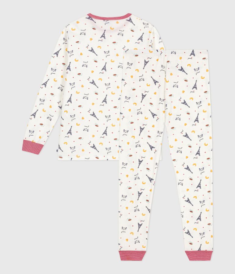 Pijama infantil de algod&oacute;n con estampado de Par&iacute;s blanco/multicolor