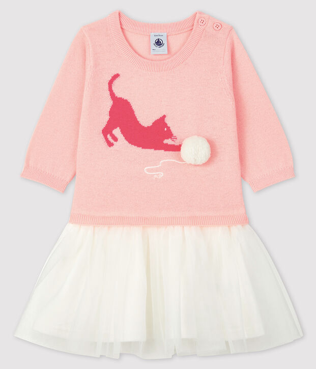 Vestido de manga larga para beb&eacute; ni&ntilde;a rosa