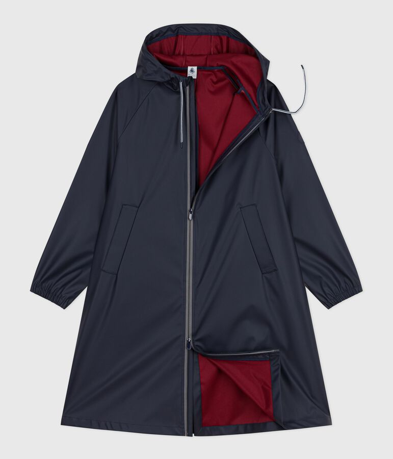 Chubasquero largo y bicolor para mujer azul