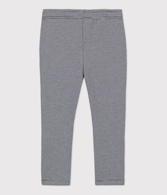 Pantalón de punto doble para niña azul SMOKING/blanco MARSHMALLOW