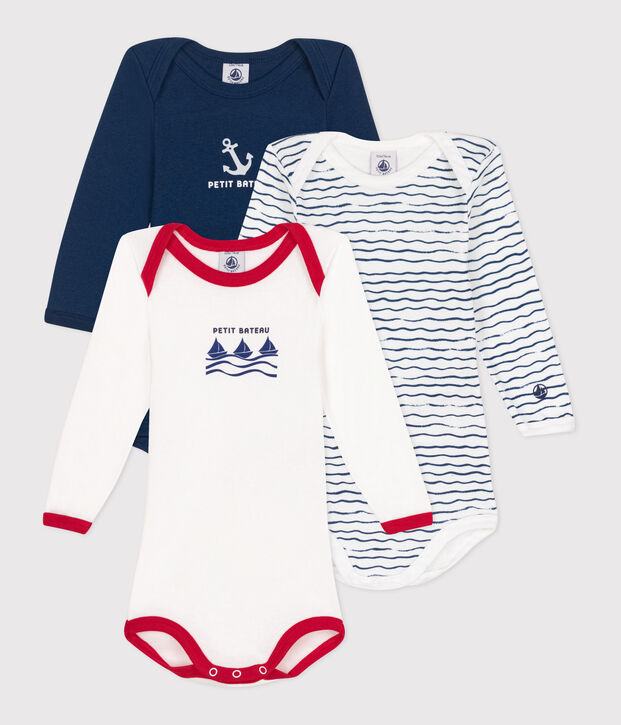 Juego de 3 bodis de algod&oacute;n de manga larga para beb&eacute; multicolor