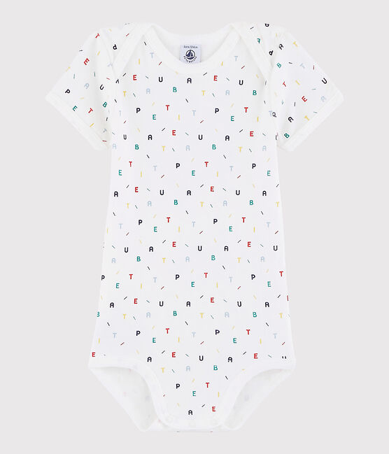Bodi de manga corta de bebé niña/niño blanco MARSHMALLOW/blanco MULTICO