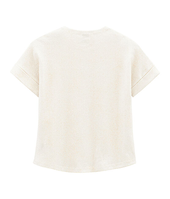 Camiseta manga corta infantil para niña blanco MARSHMALLOW/rosa COPPER