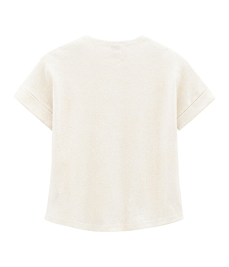 Camiseta manga corta infantil para ni&ntilde;a blanco/rosa