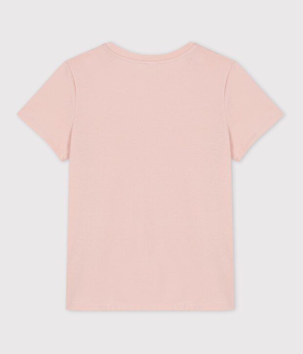 Camiseta RECTA con cuello redondo de algod&oacute;n org&aacute;nico de mujer rosa