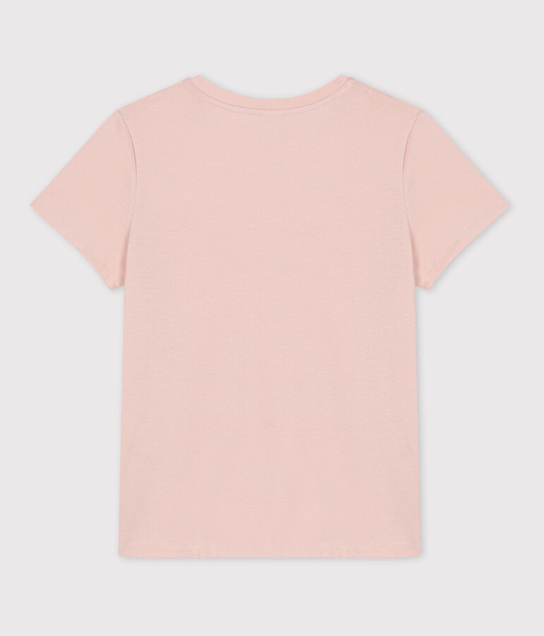 Camiseta RECTA con cuello redondo de algod&oacute;n org&aacute;nico de mujer rosa
