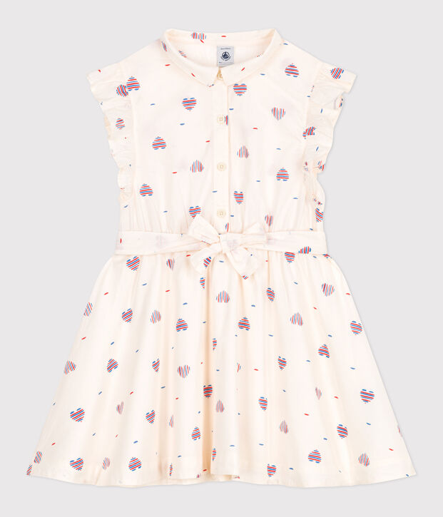 Vestido infantil de algod&oacute;n sin mangas con corazones crudo/multicolor