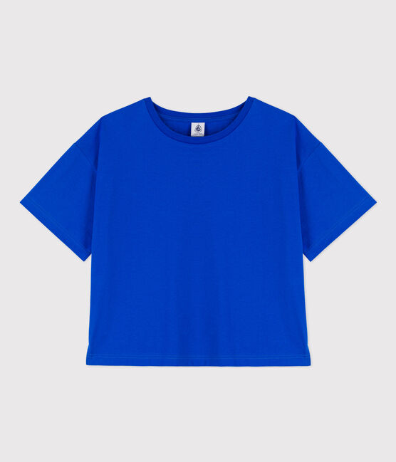 Camiseta LA BOXY de algodón de mujer azul PERSE
