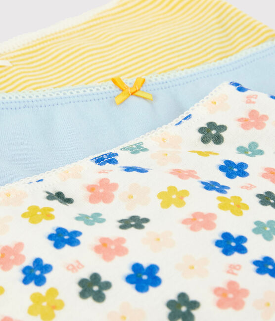 Juego de 3 «culottes» de flores fosforescentes de algodón de niña variante 1