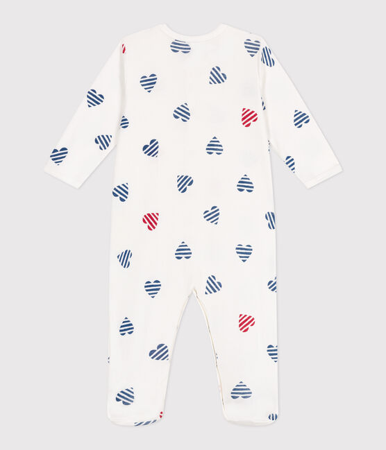 Pijama de algodón con corazones para bebé blanco MARSHMALLOW/blanco MULTICO