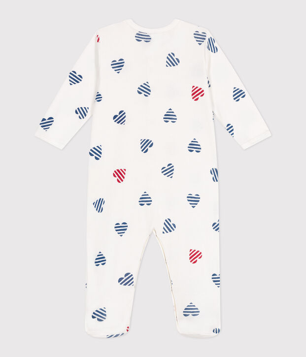 Pijama de algod&oacute;n con corazones para beb&eacute; blanco/multicolor