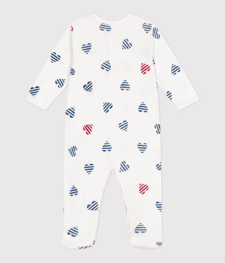 Pijama de algod&oacute;n con corazones para beb&eacute; blanco/multicolor