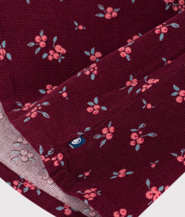 Vestido infantil de manga larga de terciopelo con flores rojo/multicolor