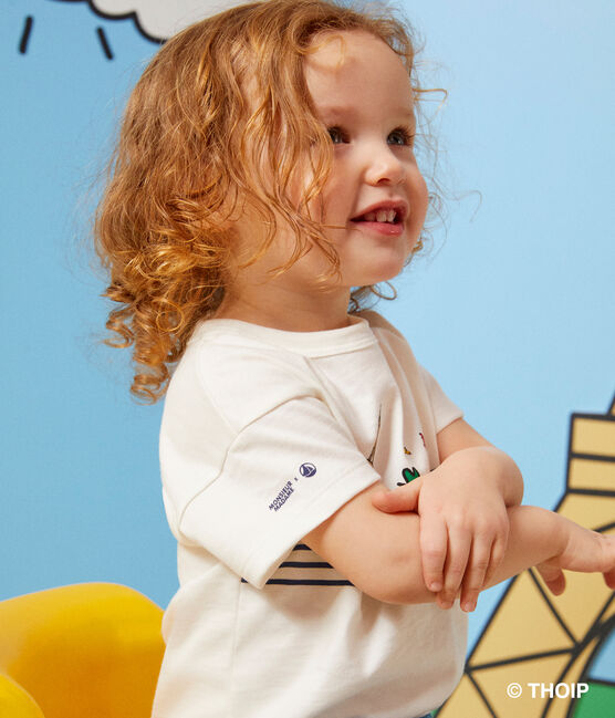 Camiseta Monsieur Madame de algodón de bebé blanco MARSHMALLOW