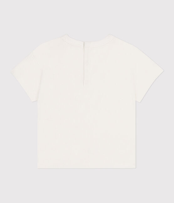 Camiseta lisa de manga corta de algodón para bebé azul MARSHMALLOW/ PORCELANA