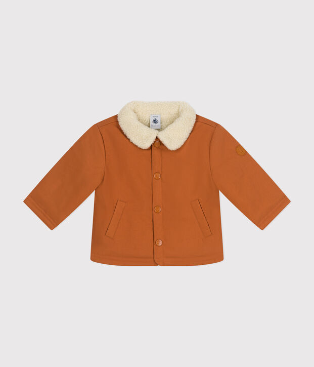 Chaqueta corta con forro de sherpa de beb&eacute; marron