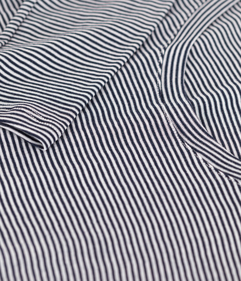 Camiseta segunda piel de algod&oacute;n ligero a rayas para mujer azul/blanco