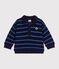 Sudadera de algod&oacute;n a rayas con cuello de polo para beb&eacute; azul/multicolor