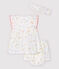 Vestido sin mangas con braguitas bloomer y diadema de bebé niña en popelina de algodón ecológico blanco MARSHMALLOW/blanco MULTICO