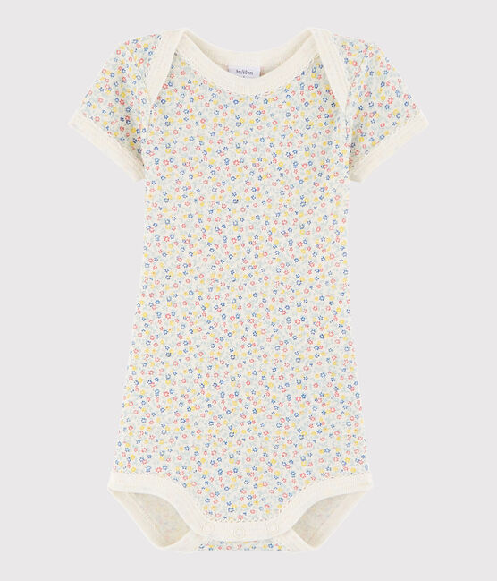 Bodi de manga corta de bebé niña blanco MARSHMALLOW/blanco MULTICO