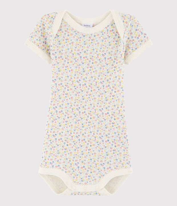 Bodi de manga corta de beb&eacute; ni&ntilde;a blanco/multicolor