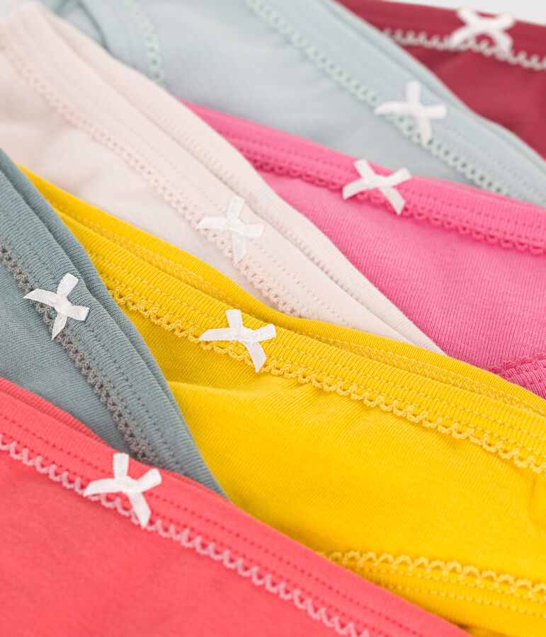 Juego de 7 braguitas infantiles de algod&oacute;n lisas multicolor