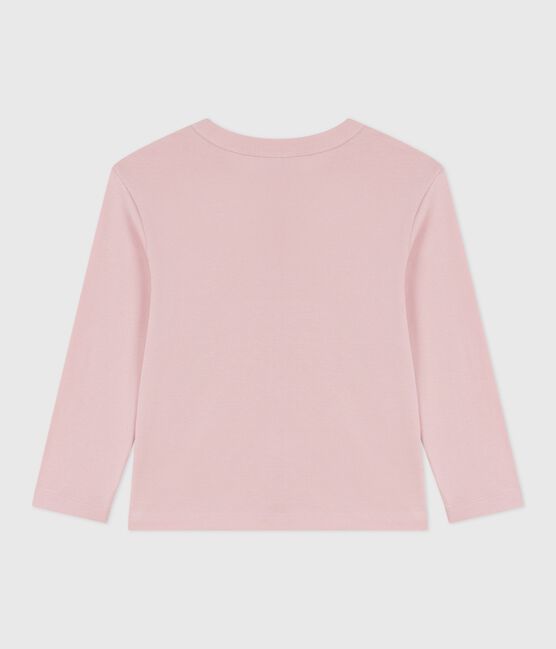 Camiseta infantil lisa de algodón de manga larga rosa JOLI