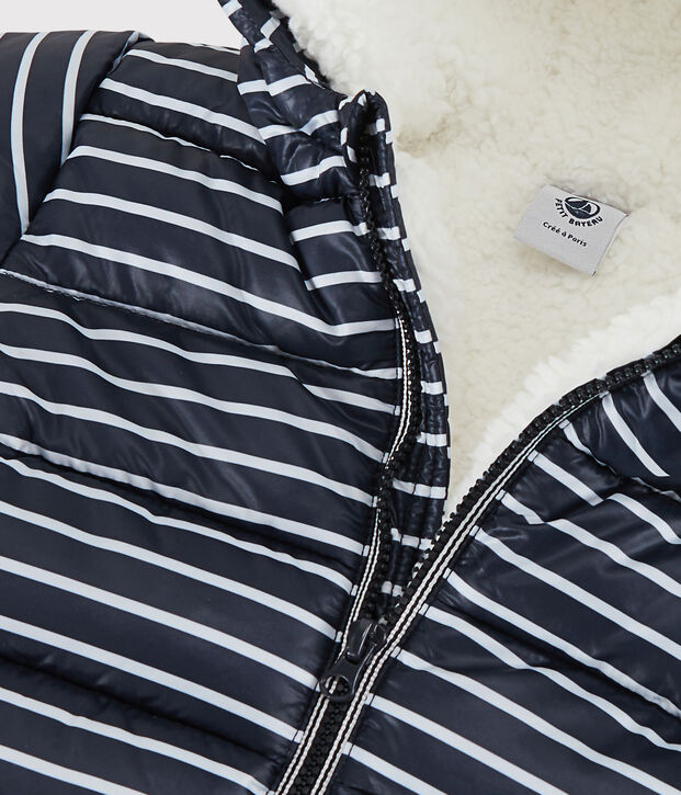 Chaqueta acolchada para beb&eacute; azul/blanco