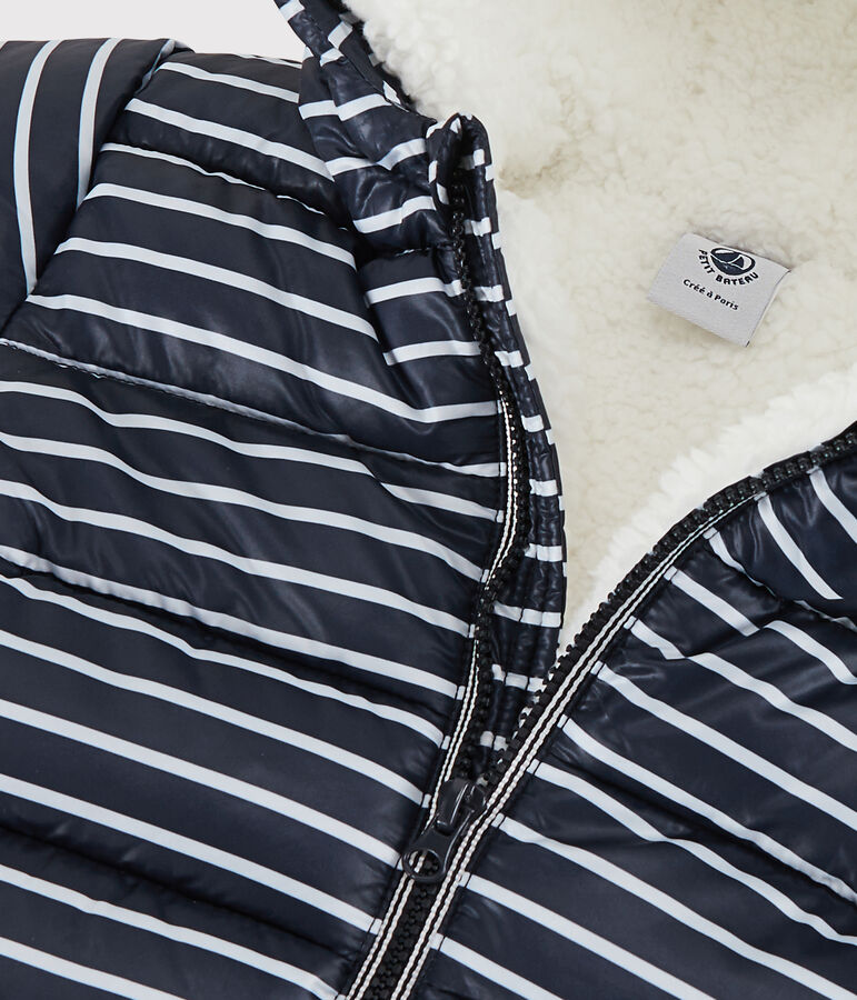 Chaqueta acolchada para beb&eacute; azul/blanco