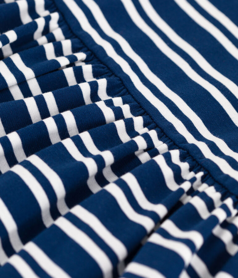 Vestido de manga corta de algod&oacute;n a rayas para ni&ntilde;a azul/blanco