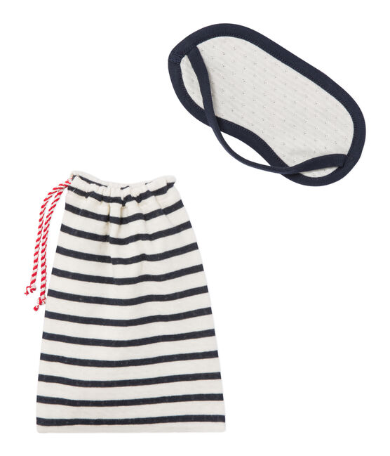Lote de máscara + bolso en túbico azul SMOKING/beige COQUILLE