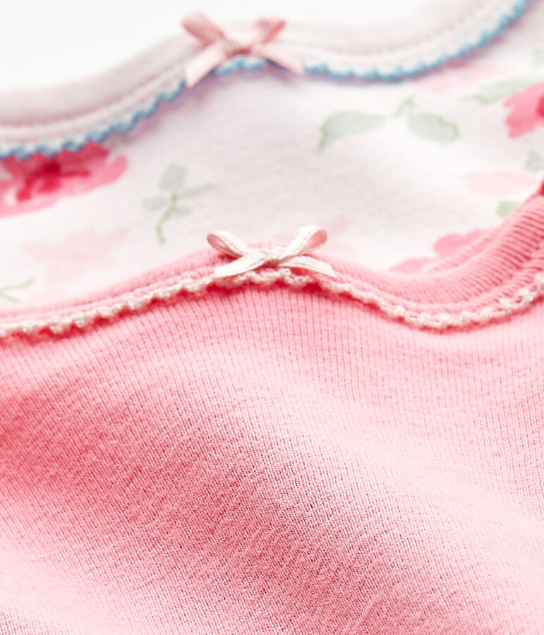 Lote de 2 bodies de manga corta para beb&eacute; ni&ntilde;a blanco LOT