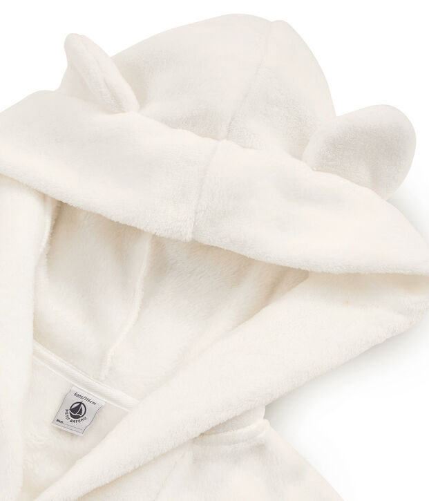 Bata de casa de polar para ni&ntilde;o blanco
