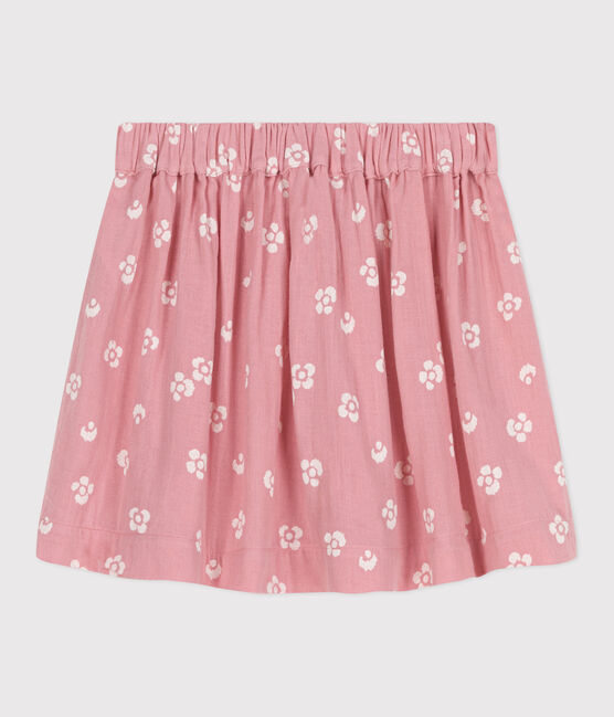 Falda infantil de algodón con flores rosa CHARME/blanco MARSHMALLOW