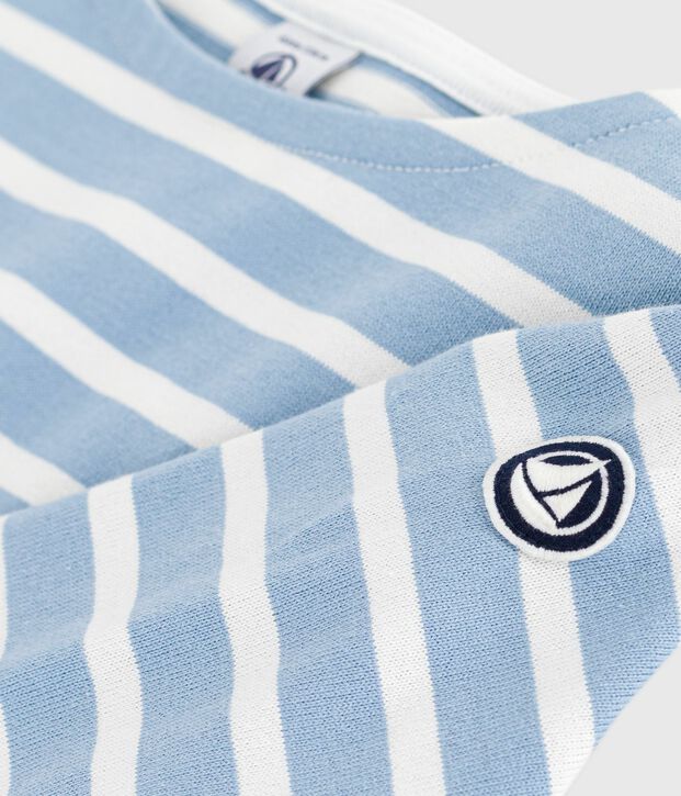 Marinera infantil de algod&oacute;n azul/crudo