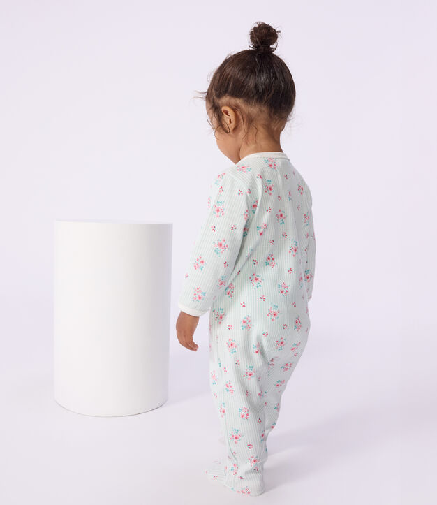 Pijama de algod&oacute;n con estampado floral para beb&eacute; blanco/multicolor
