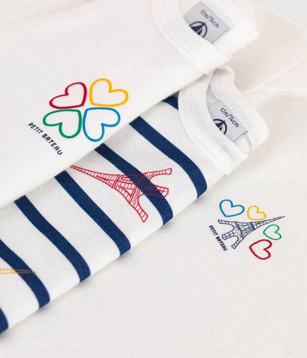 Juego de 3 bodis de algod&oacute;n de manga corta Par&iacute;s para beb&eacute; multicolor