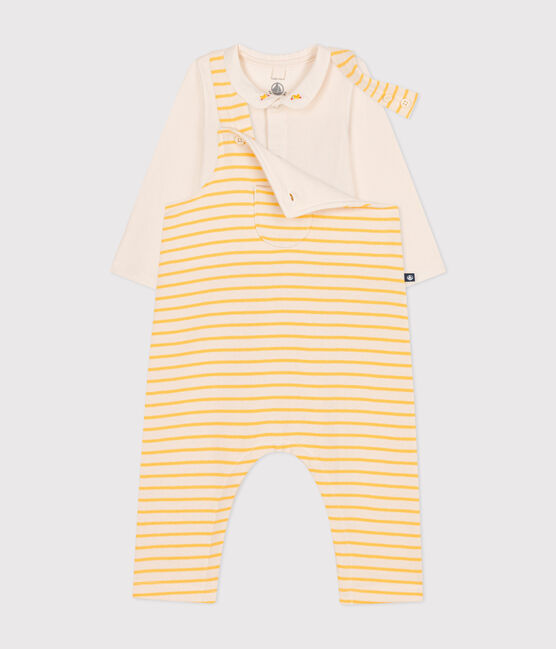 Estuche con conjunto de peto y body de algodón para bebé amarillo AVALANCHE/blanco DAISY