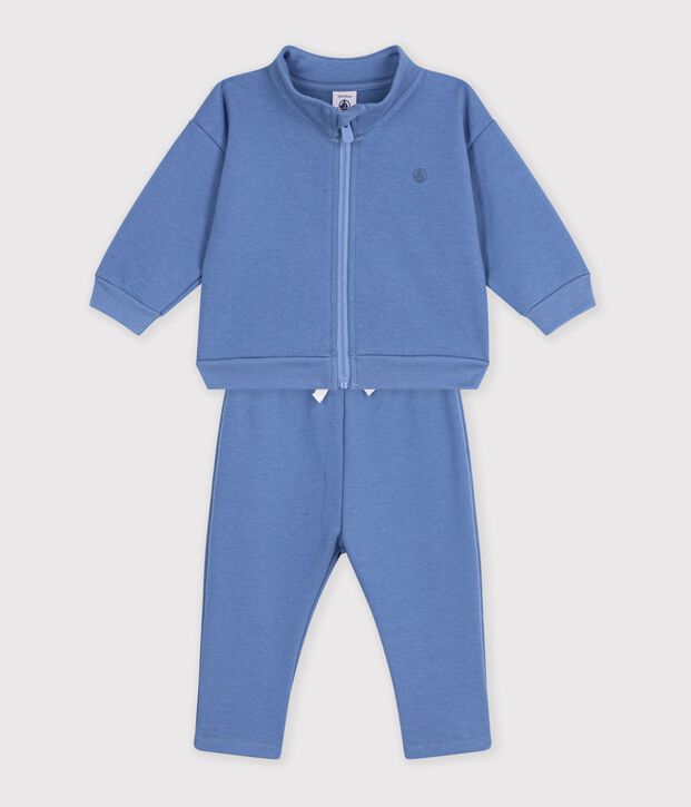 Conjunto de sudadera y pantal&oacute;n de algod&oacute;n liso para beb&eacute; azul