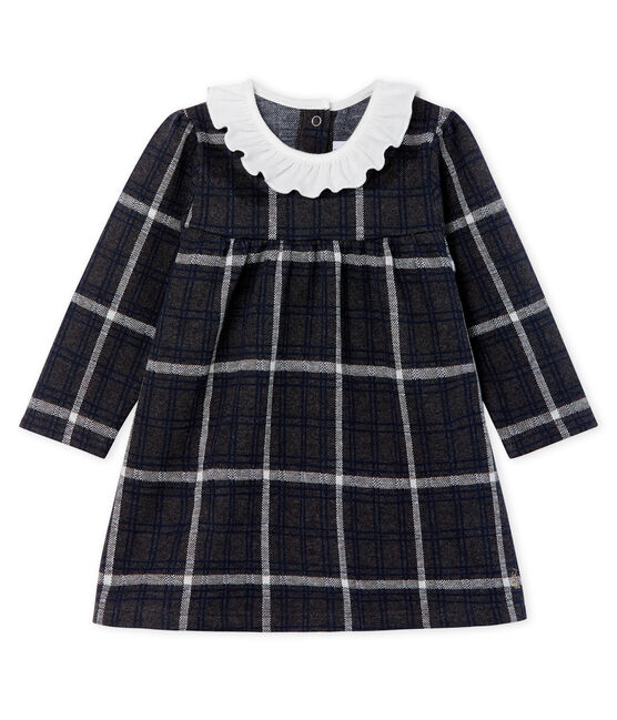 Vestido de manga larga de cuadros para bebé niña negro CITY/blanco MULTICO CN