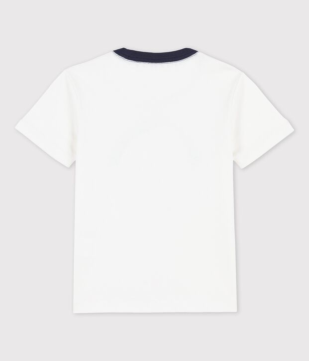 Camiseta de algod&oacute;n de manga corta para ni&ntilde;o blanco
