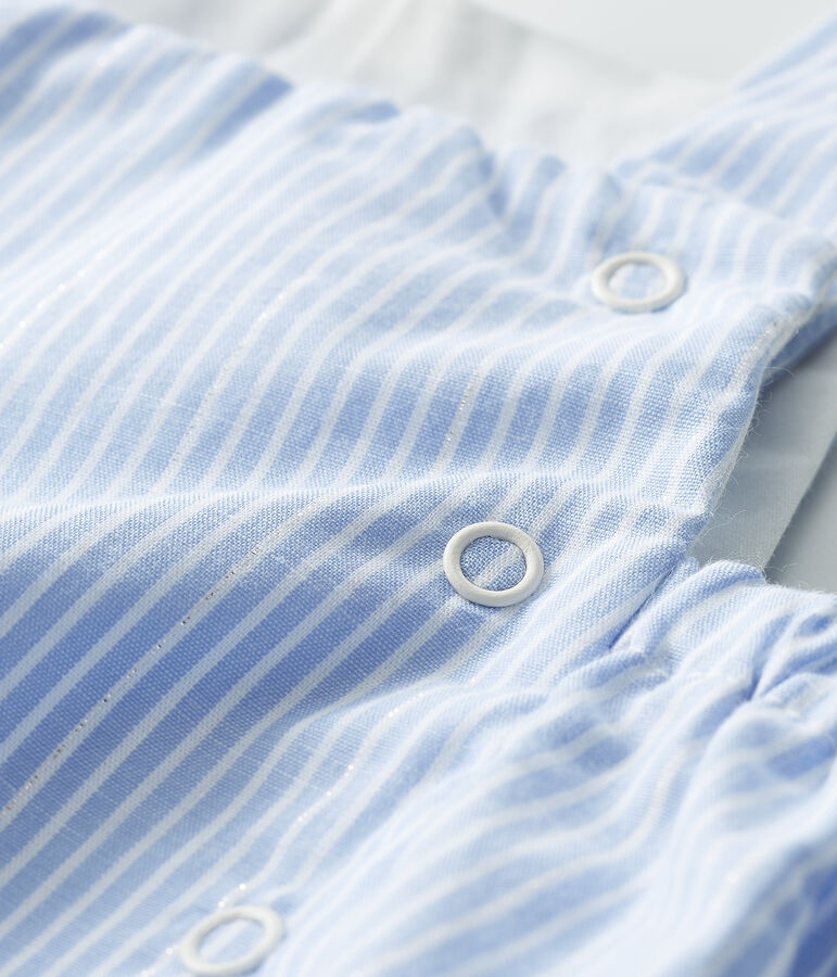 Pelele corto para beb&eacute; de popelina a rayas blanco/multicolor