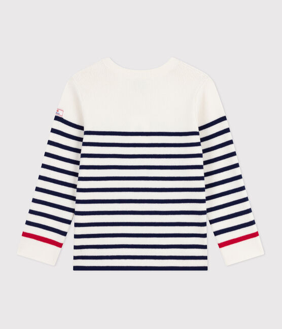 Jersey infantil de lana y algodón a rayas azul MARSHMALLOW/ SOIR