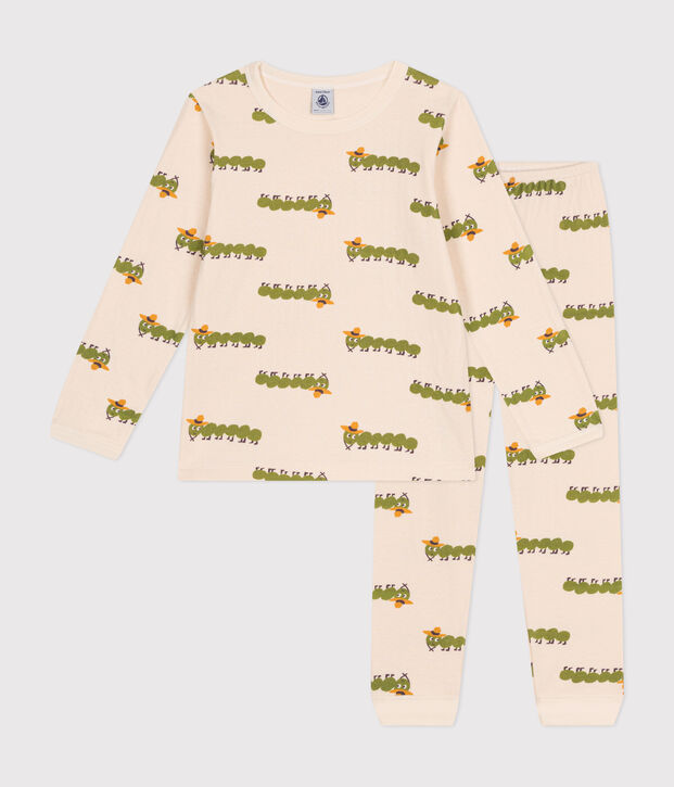 Pijama infantil de algod&oacute;n con estampado animal crudo/multicolor