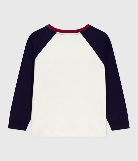 Camiseta infantil de algodón de manga larga colorblock azul MILK/ SOIR