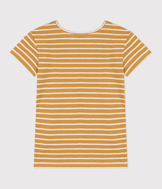 CAMISETA RECTA ALGODÓN Y LINO para mujer amarillo ISTRE/blanco AVALANCHE