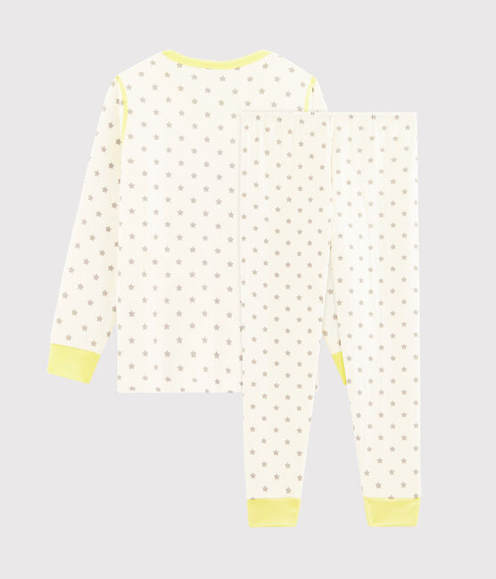Pijama de tela túbica para niño blanco MARSHMALLOW/gris GRIS